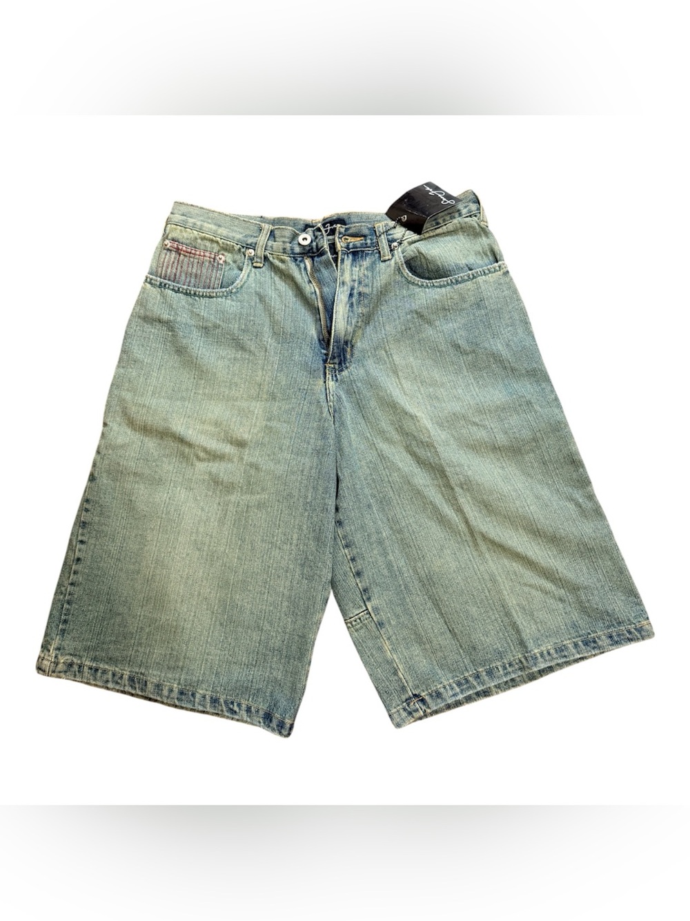 Sean John Blue Denim Shorts with Yellow Waist Lining